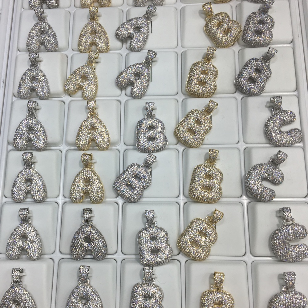 Bubble Letter Initial A-Z GoldPlated Brass